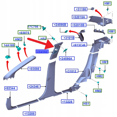 LEWE WEKOŃCZENIE SŁUPKA B FORD FOCUS 2011- 1742673 _ BM51-A24583-AG3AM1