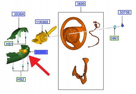 OSŁONA KOLUMNY KIEROWNICY FORD KA 2008- OE 1693180 _ 9S51-3533-AB38C5