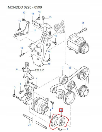 KOŁO PASOWE NAPINAJĄCE FORD MONDEO Mk1/Mk2 1993-98_1099957_93BB-6A228-AG