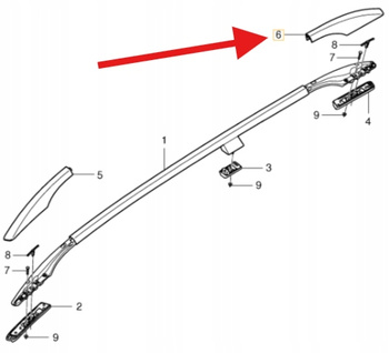 TYLNA PRAWA ZAŚLEPKA RELINGU DACHOWEGO VOLVO V70 2008- OE 30784182