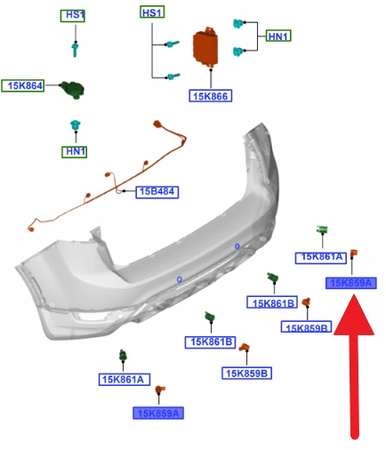 CZUJNIK PARKOWANIA PDC TYŁ TRANSIT FOCUS KUGA 08- 1434260 _ 2W93-15K859-DA