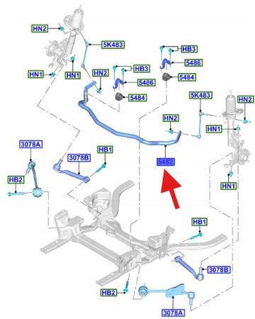 STABILIZATOR PRZEDNI FORD MUSTANG 2015- 2023- OE 5354502 _ FR3C-5482-BD