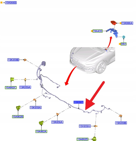 PRZEWÓD CZUJNIKA PARKOWANIA KUGA 2021- 2593857 _ LX6T-15K867-ESACG