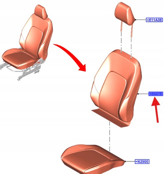 POKRYCIE OPARCIA SIEDZENIA LH FORD FIESTA MK8 2491263 _ H1BB-A64417-BJ1GMQ