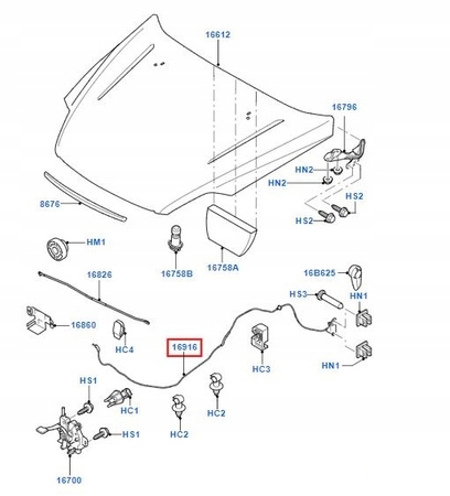LINKA OTWIERANIA MASKI FORD MONDEO Mk4 2007- 1751277 _ 6M21-16C657-AN