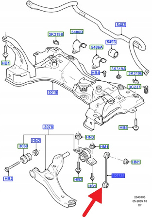 ŁĄCZNIK STABILIZATORA PRZÓD FORD CONNECT 2002- 2601143 _ 2T14-3B438-BC