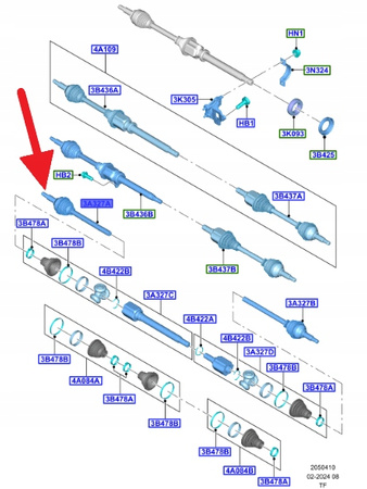 PRZEGUB PRZÓD AUTOMAT 6F55 FORD CUSTOM 2022- OE 2560468 _ MK26-3A327-DA