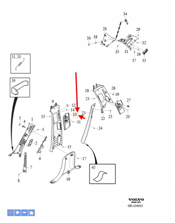 OSŁONA SŁUPKA B PRAWY PASA BEZPIECZEŃSTWA VOLVO XC90 2016- OEM/OE 31651539