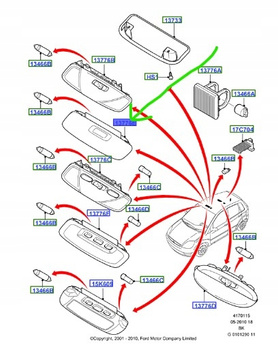 LAMPKA OŚWIETLENIA WNĘTRZA FORD FIESTA Mk6 FUSION 1526789 _ 8A6A-13776-DA