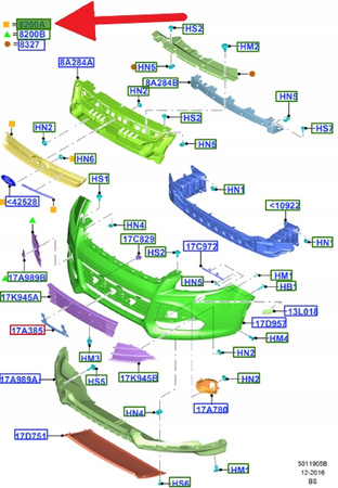 KRATKA GRILLA GÓRNA FORD KUGA 2012- OE 1893744 _ CV44-8200-AF5UAW