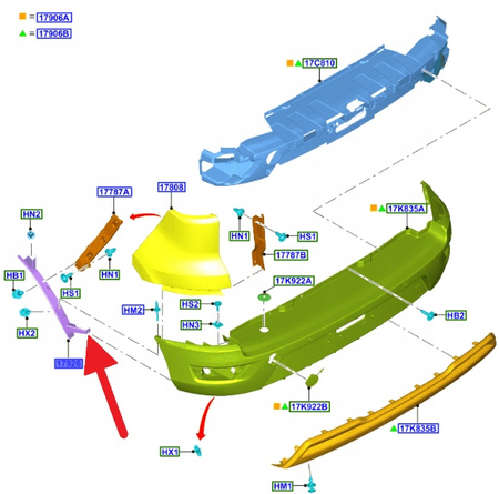LISTWA NADKOLA LEWY TYŁ FORD ECOSPORT 2017- OE 2292105 _ GN15-17927-DB