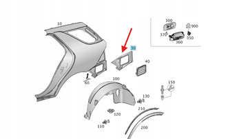 UCHWYT BŁOTNIKA PRAWY TYŁ MERCEDES ML GLE W166 OE A1666372400