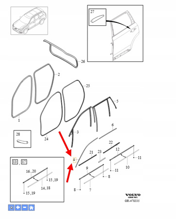 LISTWA OZDOBNA DRZWI PRAWY PRZÓD VOLVO XC90 2016- OEM/OE 31699849