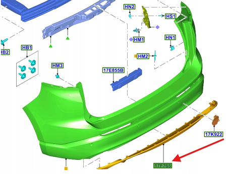 OSŁONA DOLNA ZDERZAKA TYLNEGO EDGE Mk2 2016- 2268462 _ GT4B-17F765-AB5FLA