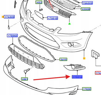 KRATKA ZDERZAKA HALOGENU PRAWA FORD FOCUS Mk2 2007- 1528560 _ 8M51-19952-AE