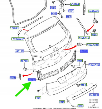 UCHWYT PRAWY BLENDY BAGAŻNIKA FORD OE 2007-2014 1524862 7S71-N17A881-AG