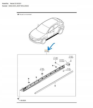 Nakładka prawa boczna progowa - Mazda CX-30 DM_DGH951P40A