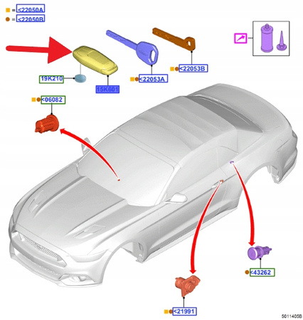 KLUCZYK KLUCZ PILOT FORD MUSTANG Mk6 2017- 2023 OE 2420597 _ JR3T-15K601-DD