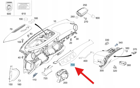 LISTWA OZDOBNA DEKOR KONSOLI MERCEDES E W238 CLS W257 OE A2386800901