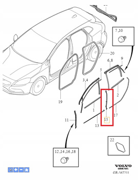 PIONOWA USZCZELKA DRZWI PRAWY TYŁ VOLVO V40 2013- CC OE 31371670