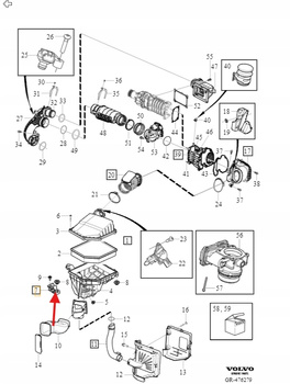 UCHWYT OBUDOWY FILTRA POWIETRZA B4 D4 VOLVO XC60 S90 V90 V60 OE 31370344