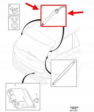SIŁOWNIK TELESKOP KLAPY BAGAŻNIKA VOLVO XC90 2016- OEM/OE 31690603