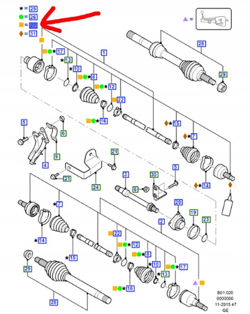 PRZEGUB NAPĘDOWY LH FORD MONDEO Mk3 2000- _ 1447555 _ 1S71-3C356-AC  