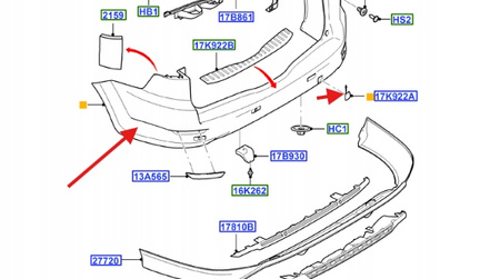 ZDERZAK TYLNY FORD OE MONDEO 2007-2014 1488738 7S71-N17906-CAXWAA