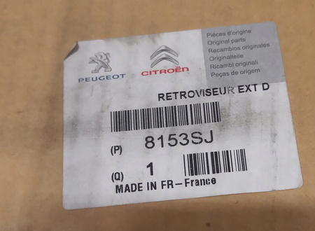 Lusterko prawe kpl.OE Citroen C5 (X7) do 6/2009 8153SJ