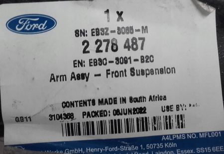 WAHACZ LEWY PRZÓD GÓRNY FORD RANGER Mk5 2012-2019_2278487_EB3C-3091-B2C