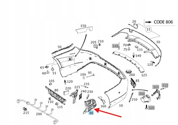 WSPORNIK MOCOWANIE ZDERZAKA PRAWY TYŁ MERCEDES CLA W117 OE A1178850514