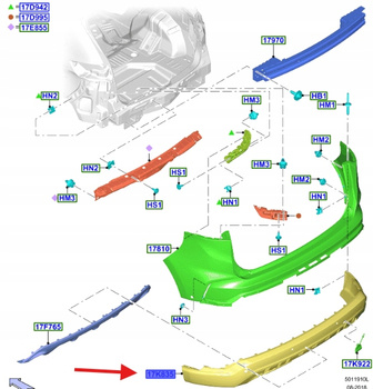 ZDERZAK TYŁ DÓŁ FORD EDGE 2018- 2351009 _ KT4B-17F954-BB5YZ9