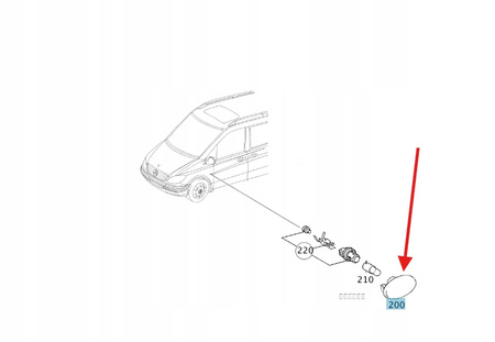 KIERUNKOWSKAZ MIGACZ BŁOTNIKA PRZÓD MERCEDES VITO W447 W636 OE A6398200121