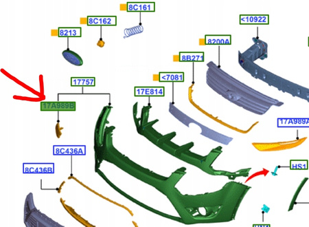 ZAŚLEPKA HAKA ZDERZAKA PRZÓD FORD KUGA Mk1 2008-12_1499584_8V41-17A989-ABXWAA