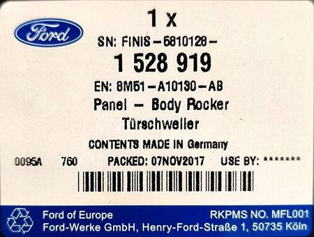 PRÓG NADWOZIA PRAWY FORD FOCUS Mk2 _ 1528919 _  8M51-A10130-AB