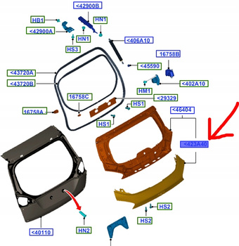 LISTWA DOLNA KLAPY TYŁ FORD KUGA Mk1 2008-10 _ 1710352 _ 8V41-423A40-AEXWAA