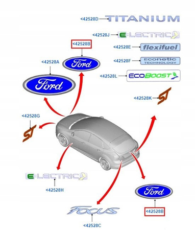 EMBLEMAT FORD FOCUS Mk3 2011-2018 B-MAX _ 2086510 _ AU5A-19H250-GA