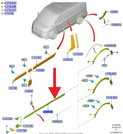 PRAWA LISTWA PROGU FORD TRANSIT CUSTOM 18- OE 2383654 _ JK2V-V10154-BAPRAA