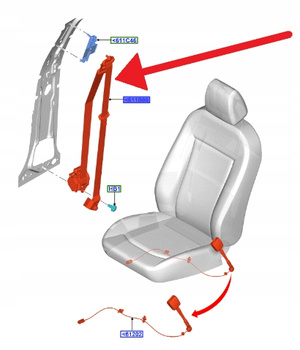 PAS BEZPIECZEŃSTWA LEWY PRZÓD FORD FOCUS 18- 2770037 _ JX7B-A61295-BF3JA6