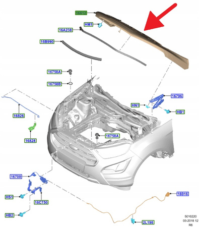 MASKA POKRYWA SILNIKA FORD ECOSPORT 2017- OE 2577534 _ GN15-N16612-CA