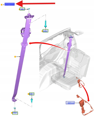 PAS BEZPIECZEŃSTWA 3 RZĄD FORD GALAXY 2015- OE 2433474 _ EM2B-U611B51-AJ3Z