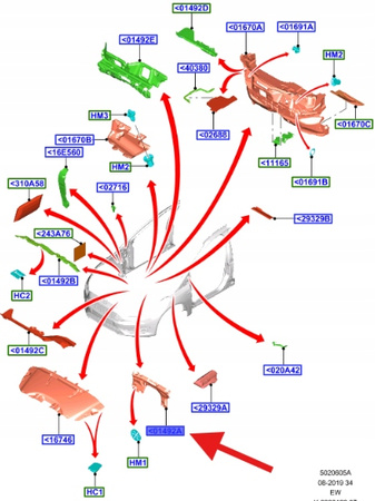 WYGŁUSZENIE ŚCIANY GRODZIOWEJ FOCUS CMAX KUGA 2009- 2244864 _ KT11-01590-AA
