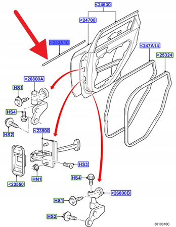 LISTWA ZGARNIAJĄCA DRZWI PRAWY TYŁ FOCUS 2004- OE 1748426 _ 4M51-A25604-AK