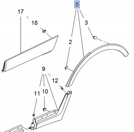 Opel MOKKA - listwa błotnika tylna prawa_94532713_