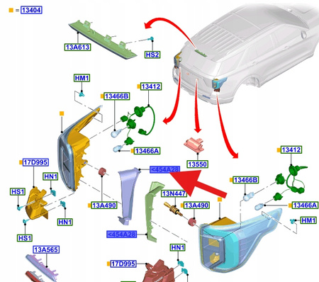 POKRYCIE ŚWIATŁA TYŁ PRAWA FORD EXPLORER 2020- OE 2396577 _ LB5B-13N552-AC