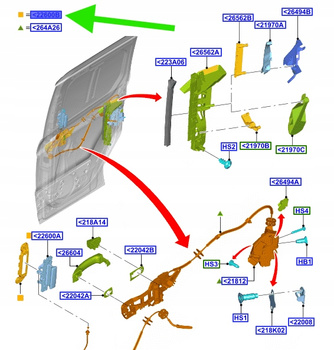 KLAMKA WEWNĘTRZNA DRZWI PRAWE FORD OE CONNCECT 2013- DT11-V266A62-AF35B8