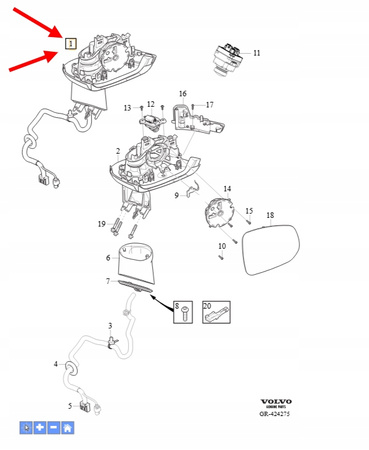 LUSTERKO WSTECZNE ZEWNĘTRZNE LEWE VOLVO XC90 2016- OEM/OE 31385639