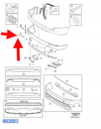 OZDOBNA LISTWA ZDERZAKA PRAWY TYŁ VOLVO XC90 2016- OEM/OE 31383859