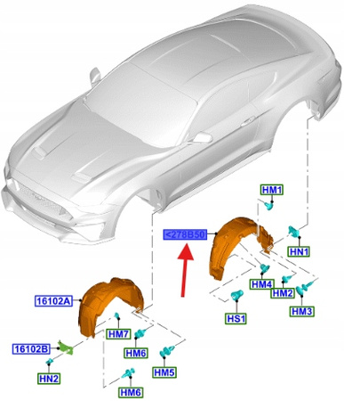 NADKOLE LEWY TYŁ FORD MUSTANG 2015- OE 2283945 _ FR3B-63278B51-AH