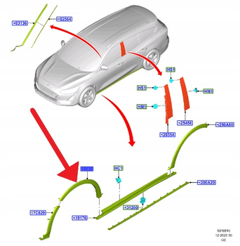 LISTWA BŁOTNIKA PRAWY PRZÓD ACTIVE FOCUS 2018- OE 2472026 _ JX7B-16D238-AF